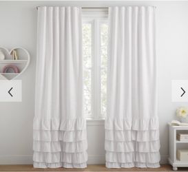 Pottery Barn Kids Evelyn Linen Blend Ruffle Bottom Blackout Curtain