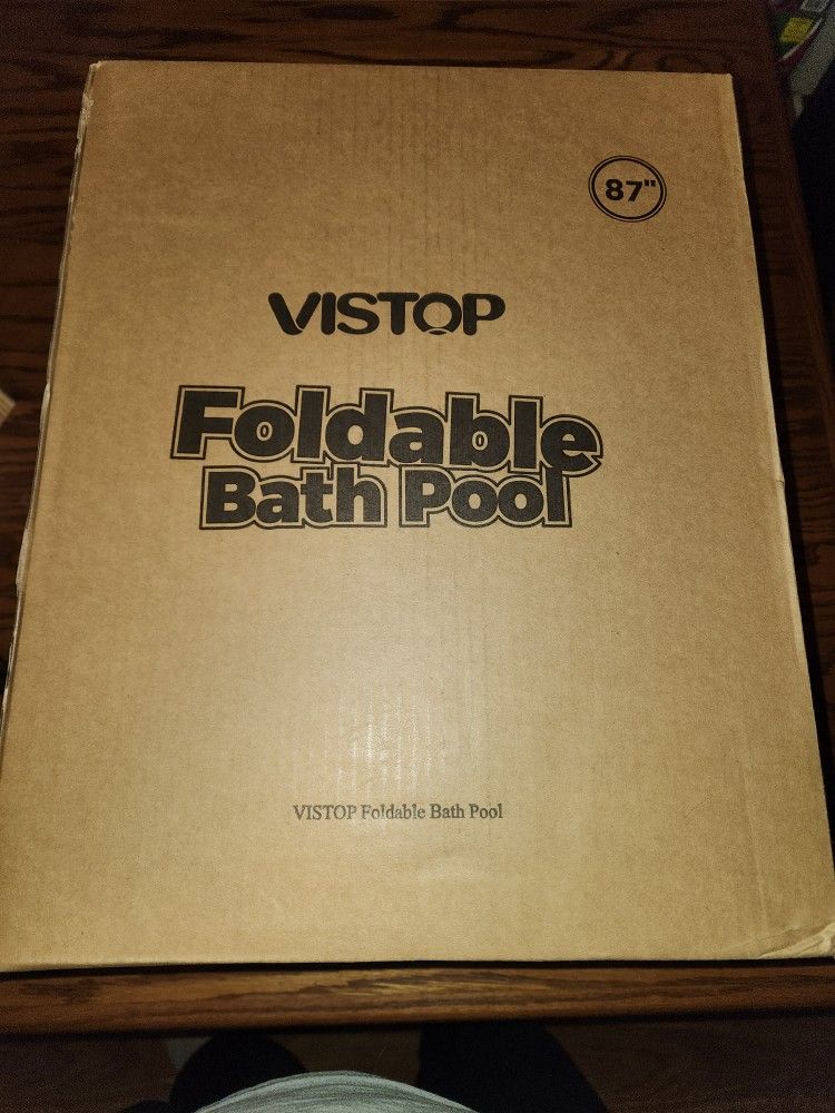 VISTOP Jumbo Foldable Dog Pool, Hard Plastic Shell Portable Swimming Pool for Dogs Cats and Kids Pet Puppy Bathing Tub Collapsible Kiddie Pool (87inch