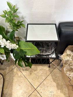 Side table with mirror