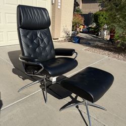 Ekornes Stressless “ Metro “ Recliner And Ottoman, Copenhagen 