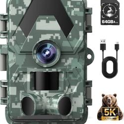 new Trail Camera - 5K 60MP Game Camera with 130°Wide-Angle, 0.05s Trigger Motion Activated, IP66 Waterproof Night Vision with No Glow Infrared LEDs fo