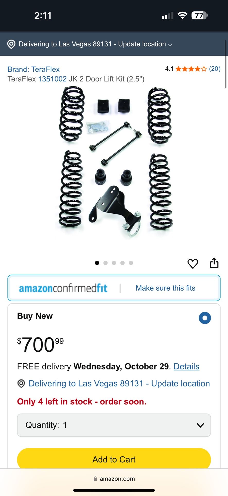 TeraFlex 1351002 JK 2 Door Lift Kit (2.5") Jeep