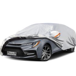 GUNHYI 6 Layer Car Cover Waterproof All Weather for Automobiles, Heavy Duty Full Exterior Cover Universal fit Toyota Corolla, Honda Civic, Hyundai Ela