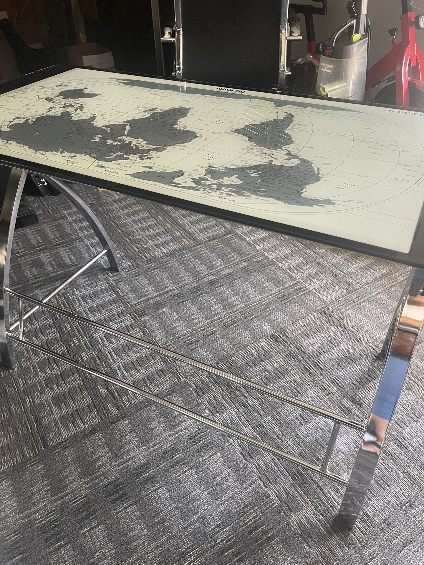 World Map Glass Desk