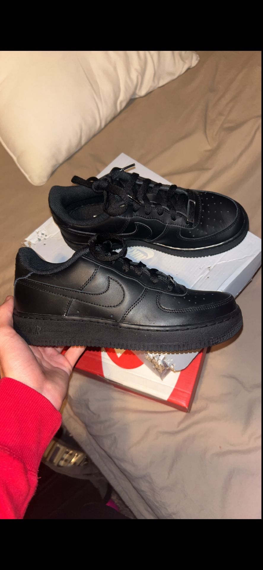 Black Air Force Ones Size 5