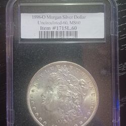 1898-O Morgan Silver Dollar  Uncirculated-60, MS60