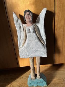 Folk Art Carved Angel 23” Tall