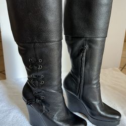 Vince Camuto black leather high boots