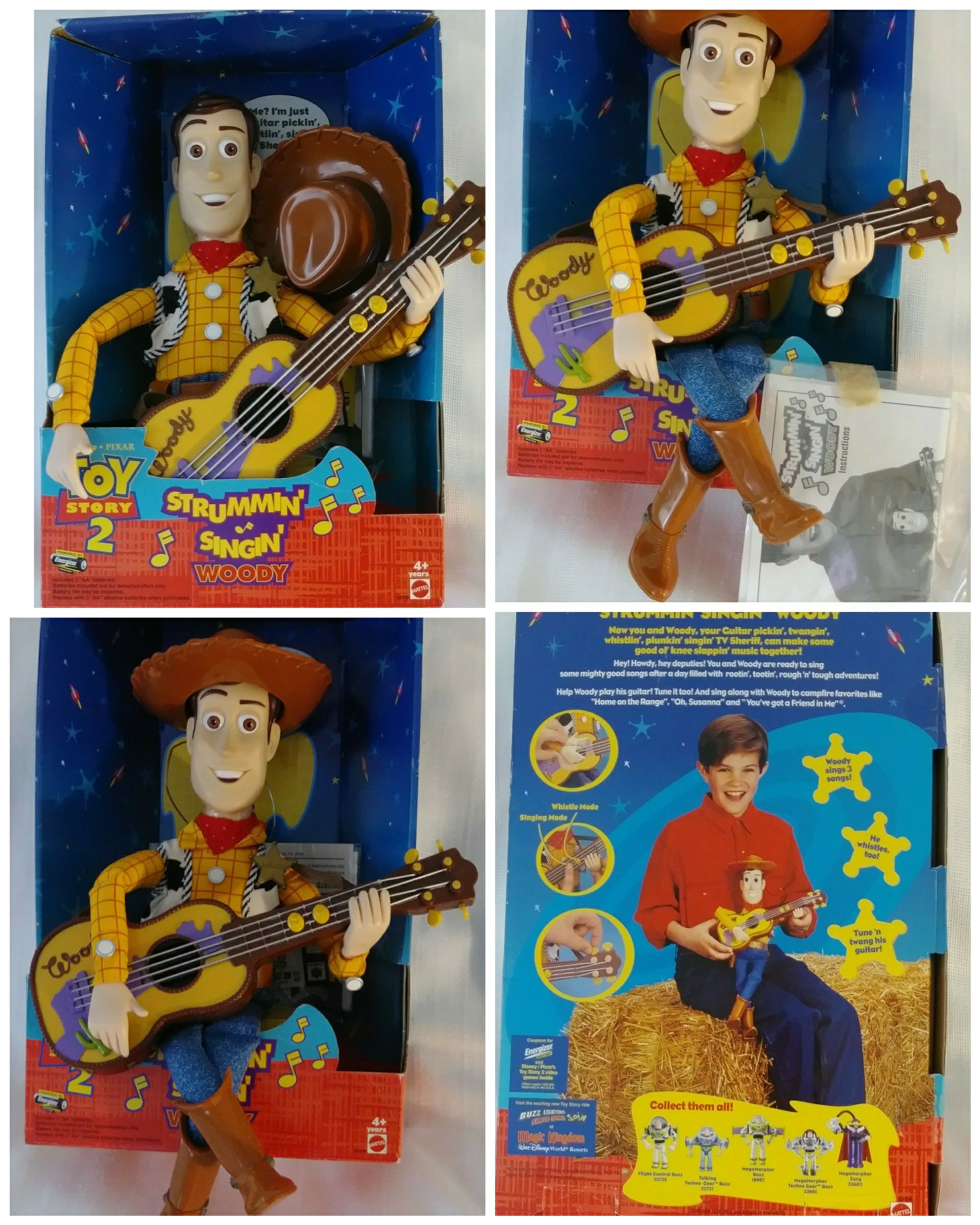 Mattel Strummin Singin Toy Story 2 Disney Pixar Woody Doll Figure Guitar Strumming Singing