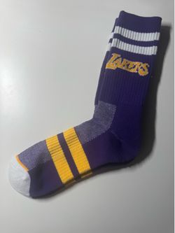 Los Angeles Lakers Crew Socks Purple Gold Athletic Basketball Adult NWOT