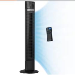 Lasko 48 in. Xtra Air 4-Speed Tower Fan in Black with Carry Handle, Oscillating, Remote Control, Nighttime Setting, Timer