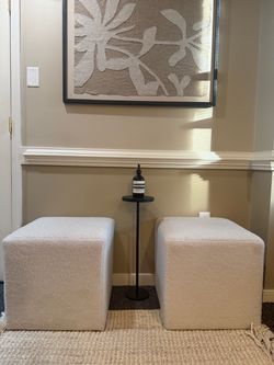 Set of two cream ottoman