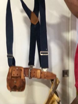 Heavy-Duty Leather Tool Belt Rig w/ Suspenders & Basketweave Holsters