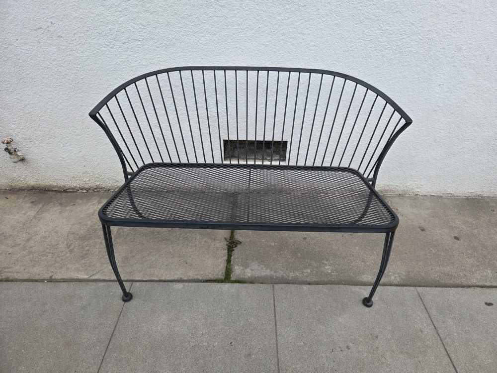 1980s Woodard Pinecrest Style Wrought Iron Garden Bench