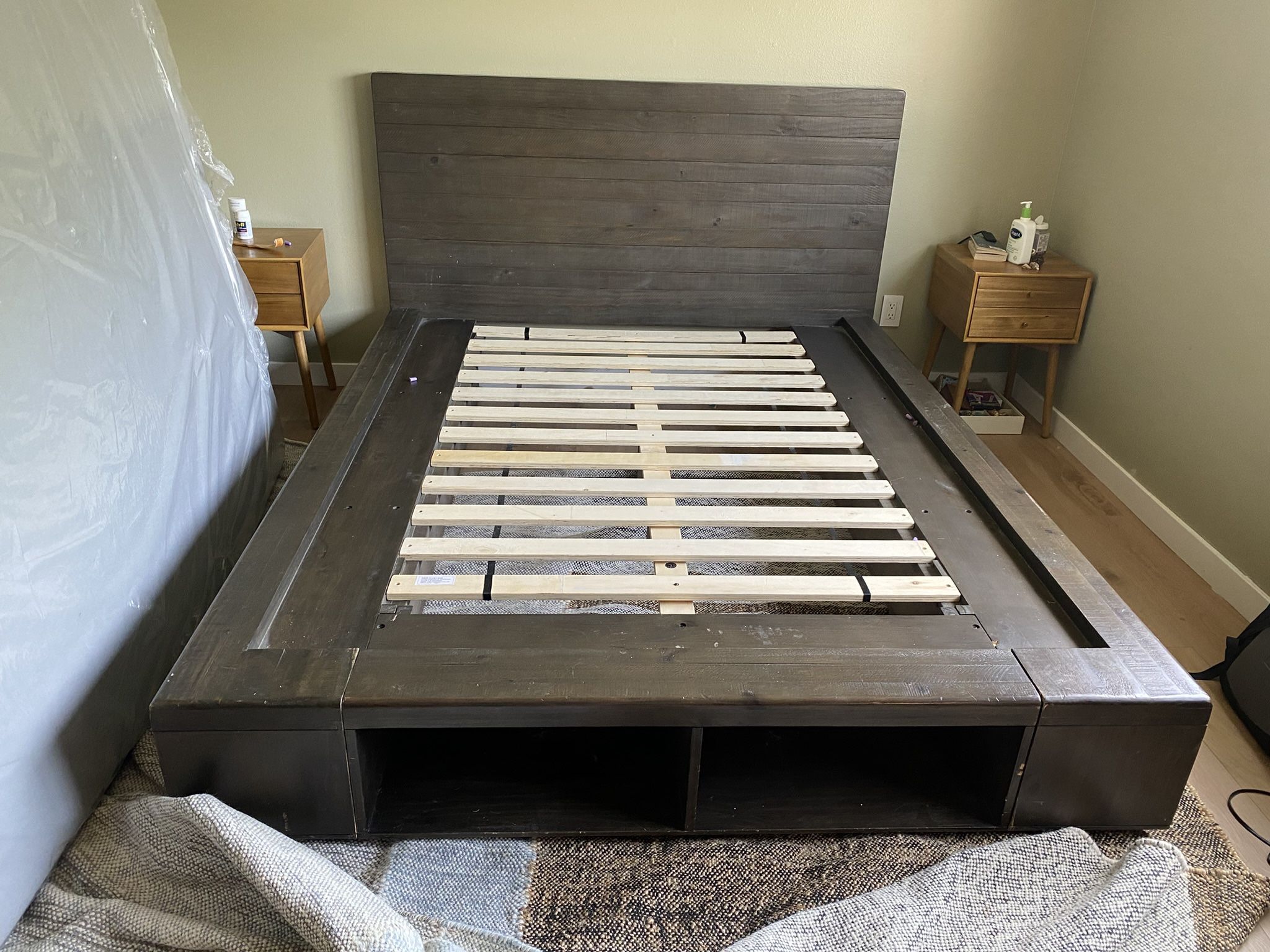 Wood Queen Bed Frame With Storage