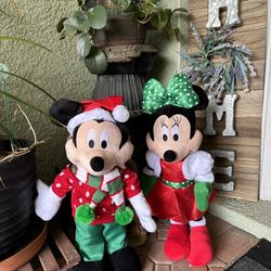 Large 21 Inch Disney Mickey And Minnie Standing Plush Figures