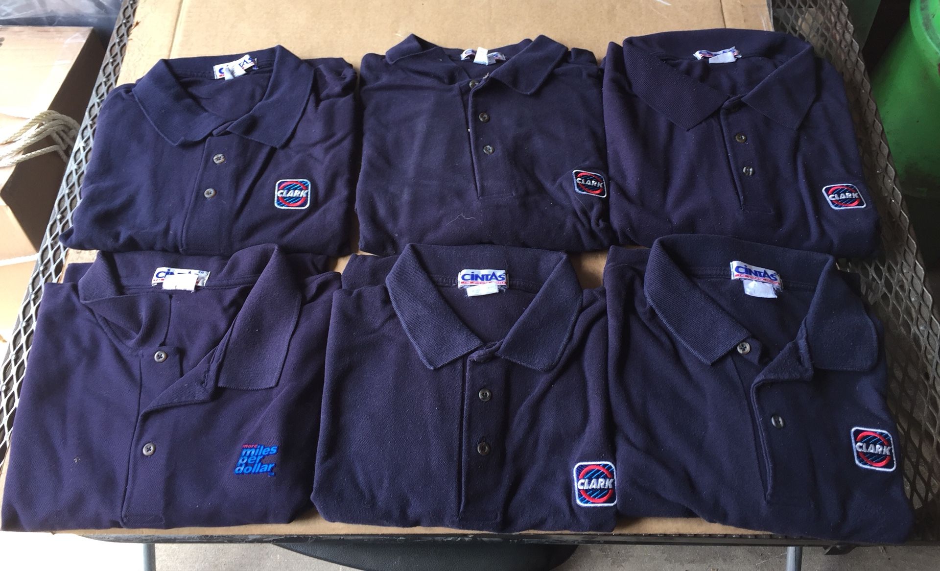 Vintage Clark Oil Gas Station Polo Work Shirts by Cintas, all size 4 XL