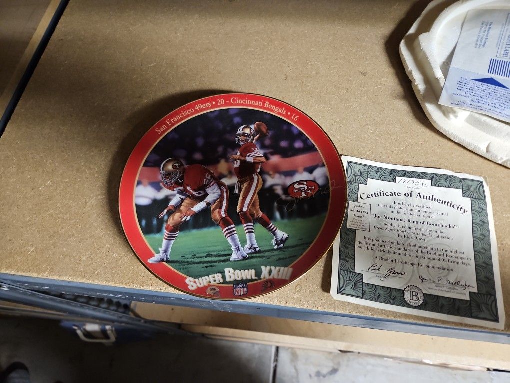 FLAWLESS SUPER BOWL XXII JOE MONTANA COMMEMORATIVE PLATE