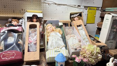Lot of Porcelain Collector Dolls in Boxes