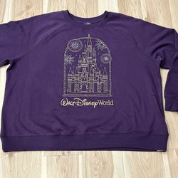 2025 Disney Parks WDW 1X Magic Kingdom Castle Sweatshirt Fireworks Purple