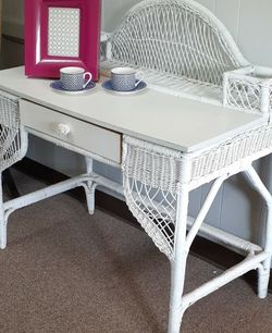 White Wicker Desk