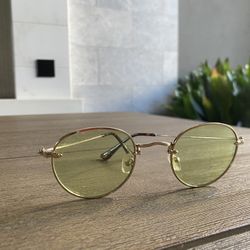 Green Lens Round Sunglasses – Gold Frame