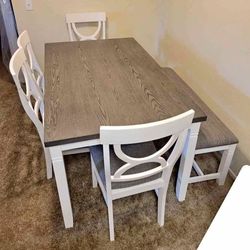 6PC Dining table set white and gray colors