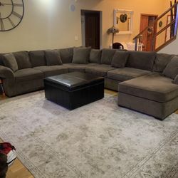 Large Comfy Macys Radley 5 Piece Right Chaise Wedge Sectional Sofa Couch