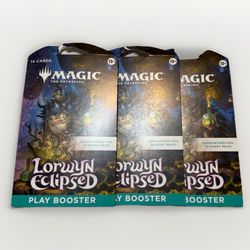 3 Packs Magic The Gathering LORWYN ECLIPSED Play Booster Sleeved Guaranteed Foil