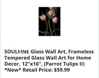 Glass Wall Art Tulips 