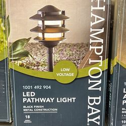 Elmore 18 Lumen Low Voltage Black Integrated LED 3-Tier Metal Outdoor Landscape Path Light with Frosted Plastic Lens