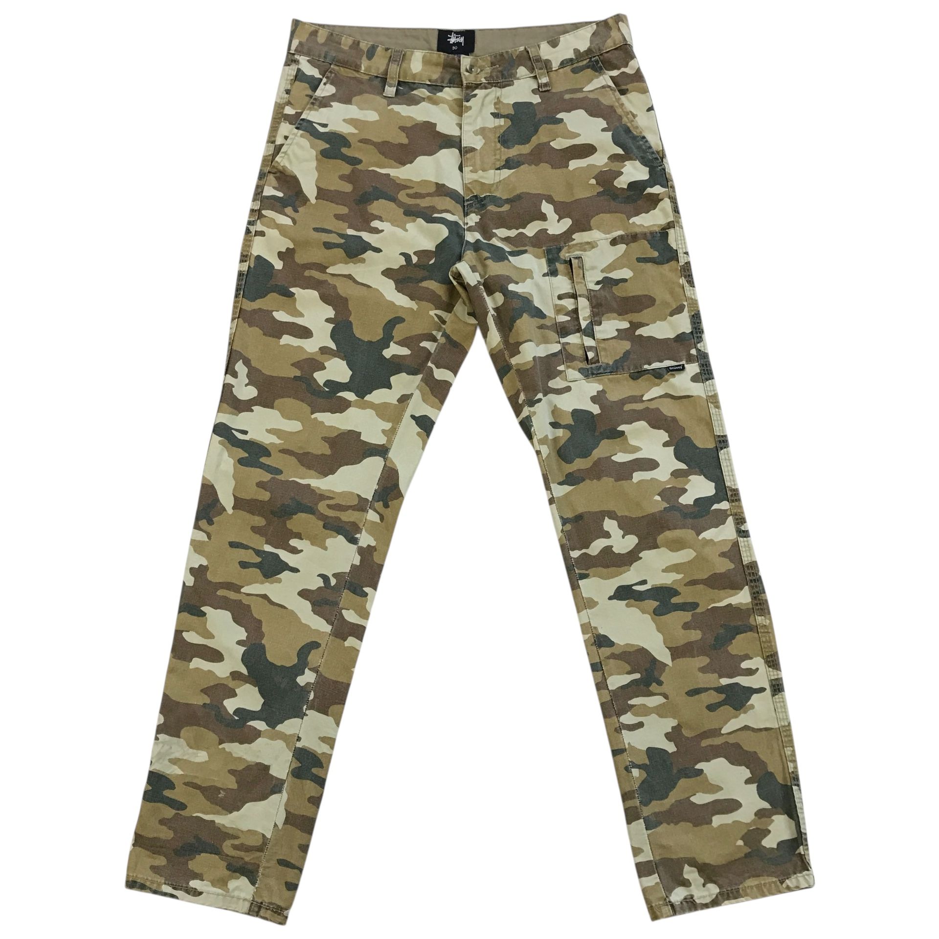 STUSSY CAMO PANTS MENS 30 CARGO RIPSTOP ARMY SKATER UTILITY STREETWEAR VINTAGE