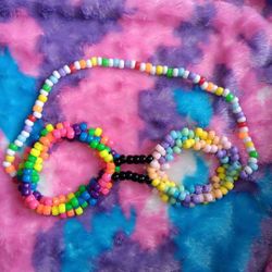 Rainbow Handmade Kandi Raver Goggles 