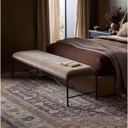 Four Hands Jade Upholstered Accent Bench – Altair Mushroom – New Open Box - Delivery Available