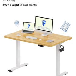 FLEXISPOT EN1 Whole-Piece Standing Desk, 48 x 24 Inches Height Adjustable Desk Stand up Desk Home Office Table for Computer Laptop (White Frame + Mapl
