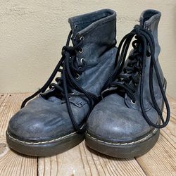  90s Vintage Charcoal Leather Lace Up Combat Boots Chunky Heel SPAIN Women's 8