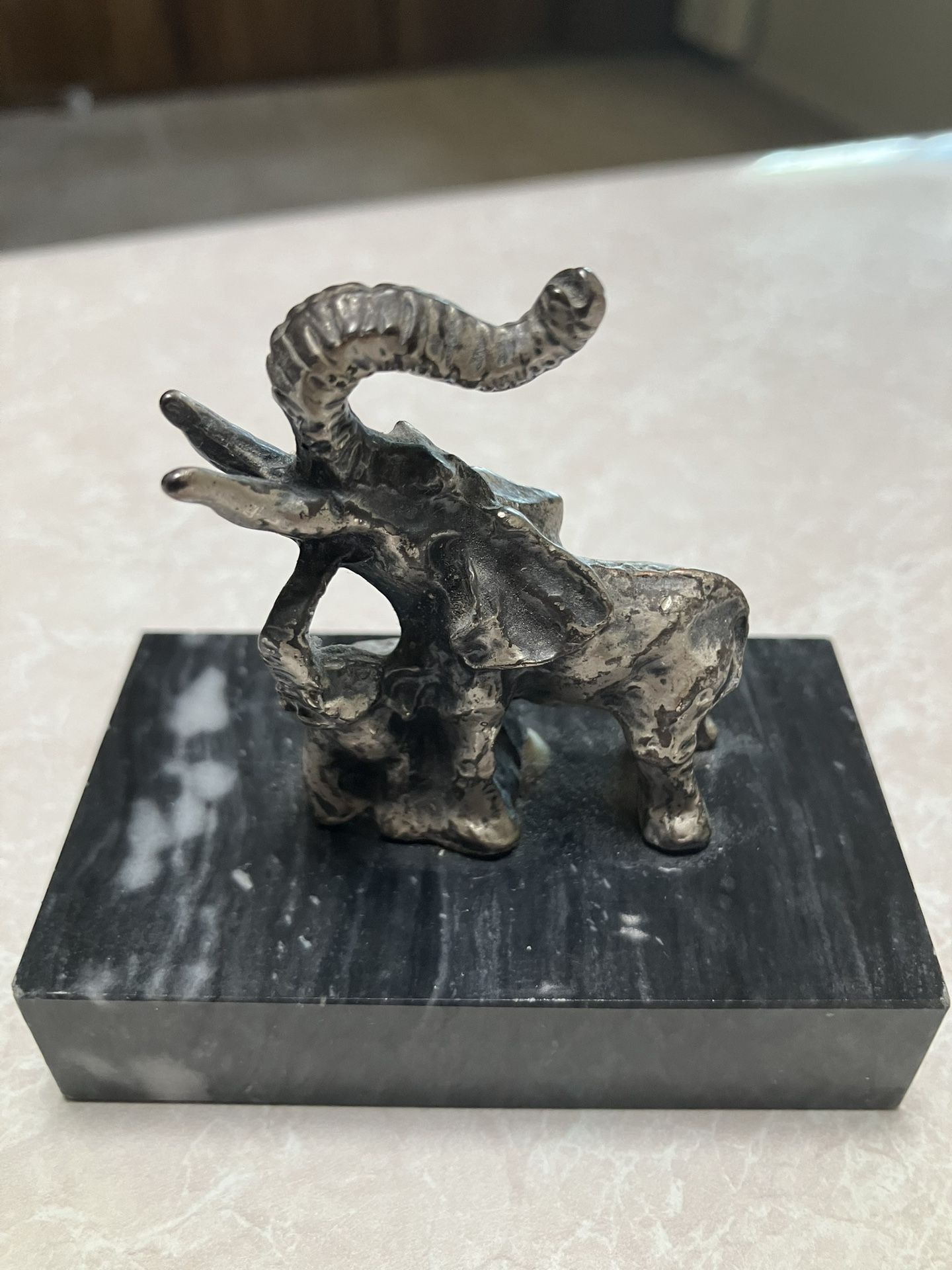 Silver Plated Pewter Elephants Mom & Baby Paperweight Figurine