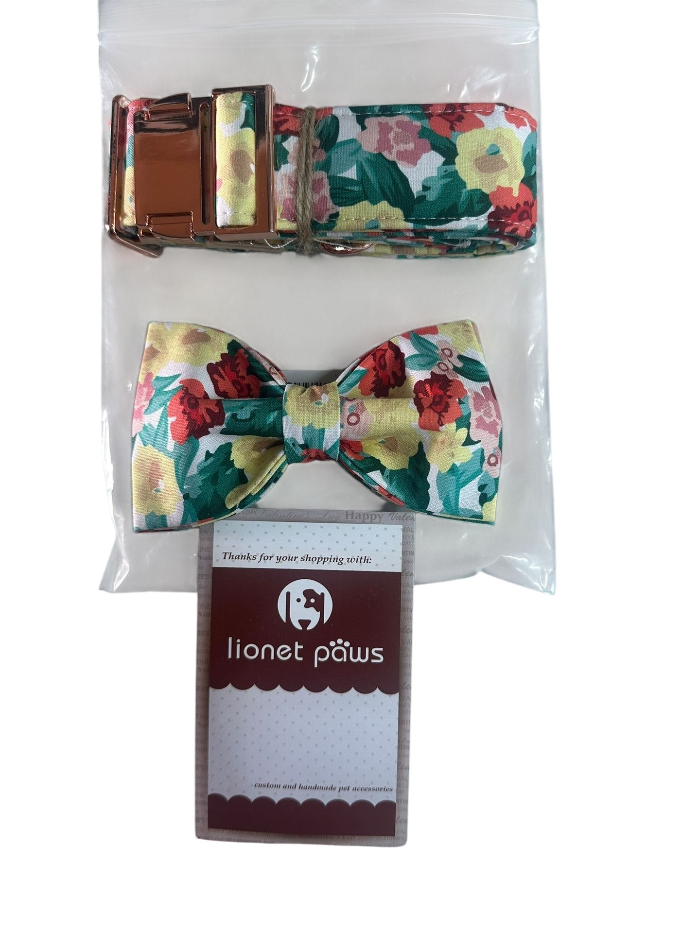 Lionet Paws Dog Collar with Bowtie Durable Adjustable 16"-26" Comfortable Collar