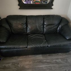 Modern Black Leather Sofa