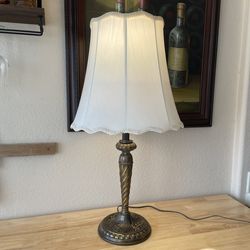 Vintage Cast Brass Tiffany Style Twisted Column Ornate Base Table Lamp