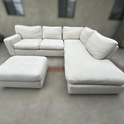 Z Gallerie Del Mar Sectional With Ottoman Couch Sofa L Shape  