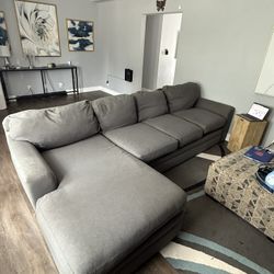 125” Grey Couch With Chaise