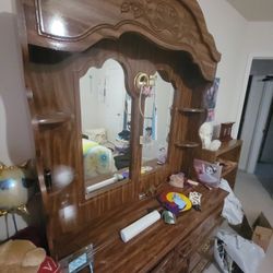 Wooden Drawer And Mirror