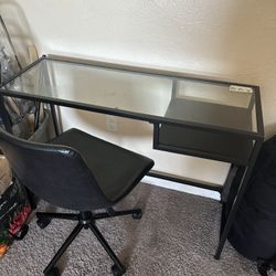 IKEA Desk And Leather Rolling Chair (PICK UP ONLY)