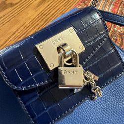 Elissa Leather Micro Navy Gold Hardware 