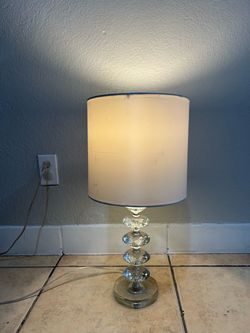 Crystal Stacked Table Lamp with Drum Shade