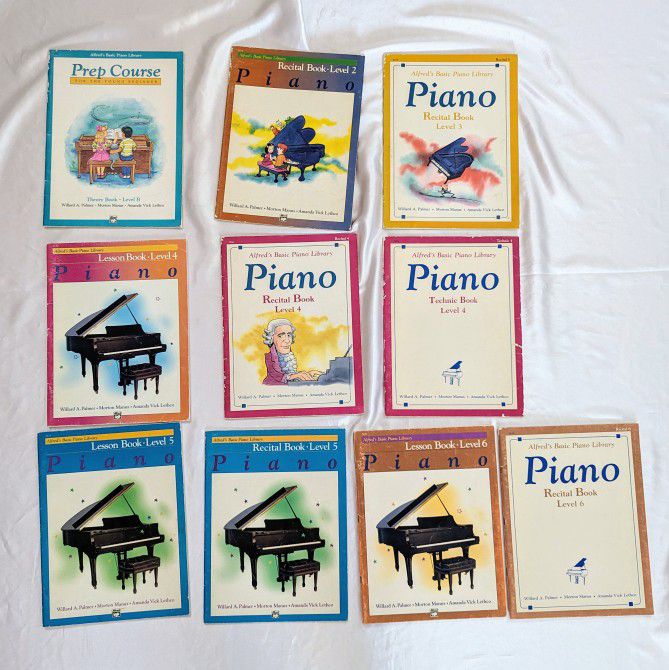 10 Alfred's Basic Piano Books Prep to Level 6
