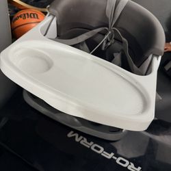 Ingenuity Baby Base 2-in-1 Booster Feeding and Floor Seat with Self-Storing Tray - Slate