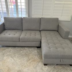 Gray Upholstered Sectional Couch