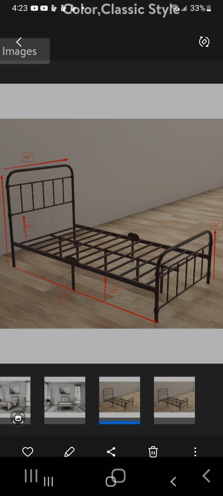 Tslinn Metal Twin Bed Frame With Headboard & Footboard, Black Color, Classic Style